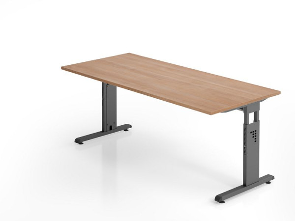 Hammerbacher Schreibtisch OS19, 180 x 80 cm, Platte: Nussbaum, 25 mm dick, 2 mm ABS-Kante, Rechteckform, VOS19/N/G