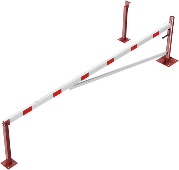 Schake Drehschranke mit Auflagepfosten und Seilzugverstärkung, für Dübel Befestigung, Schrankenbaumlänge: 4500 mm, für Vorhangschloss, 4213_45VBP
