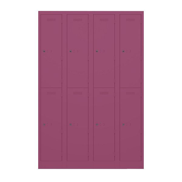 Bisley Garderobenschrank Primary Locker, 4 Abteile, je 2 Fächer, 621 beere, PL3050Q2621