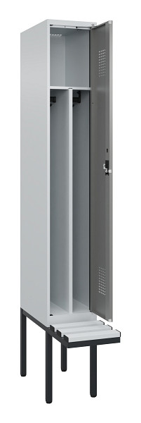 C+P Spind Evolo PLUS, 1 Abteile, 2120x300x815mm, 7035/0004, Haken 4, Zylinderschloss, Material Sitzfläche Kunststoff, 0490407-10F S10095