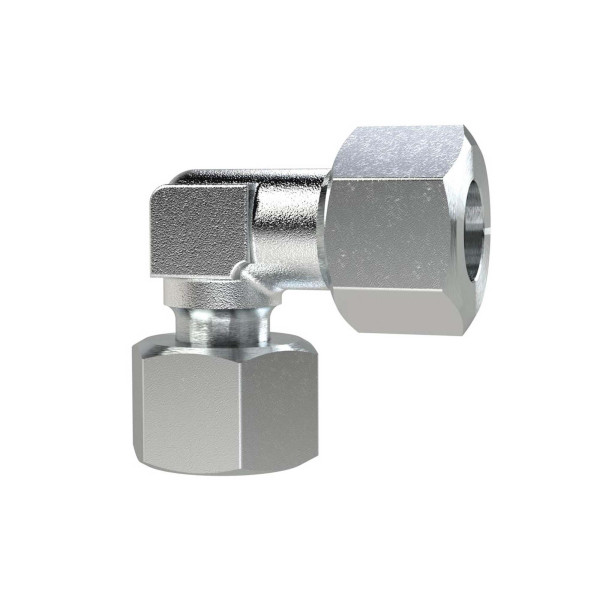 Riegler Einstellbare Winkel-Anschlussverschraubung, 360° drehbar, Mutter M12x1,5 innen, Rohr-Außen-Ø 6 mm, PN max. 315 bar, Stahl verzinkt, 158974