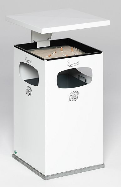 VAR Abfallsammler/Ascher B 42 mit Schutzdach inkl. Inneneinsatz, weiß, 12211