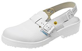 ABEBA ESD-Sicherheitsschuhe Classic Clog weiß ESD, SB, Ristbereich verstellbar, Fersenriemen feststehend, verstellbar, Genarbtes Leder, 31000-43