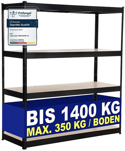 CLP Lagerregal 160x60x180 cm, schwarz, 306544, 4251563405665