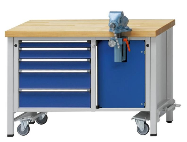 ANKE Werkbänke Montagewerkbank, Modell 703 V, 1270 x 700 x 850 mm, RAL 7035/5010, ZBP 50 mm, 340.023