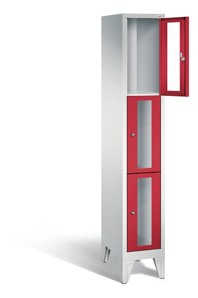 C+P Schließfachschrank Classic, H1850xB320xT500mm, Farbe: Lichtgrau / feuerrot, 8010A103 S10018