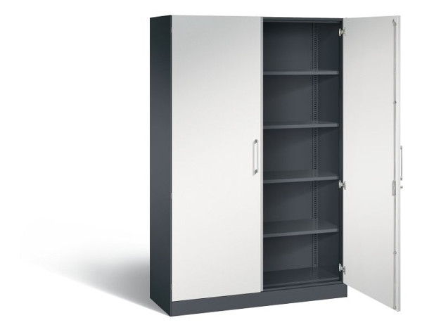 C+P Flügeltürenschrank Asisto, H1980xB1200xT435mm, Farbe: Schwarzgrau / Lichtgrau, Bügelgriff, 5 OH, 141001-000 S10185