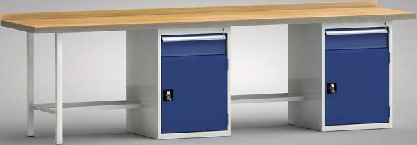 KLW Profi-Werkbank - 3000 x 700 x 905 mm L x T x H (ERGO-Version), je Arbeitsplatz rechts 150EA/Türe 550 mm, WP438E-3000M45-E7022