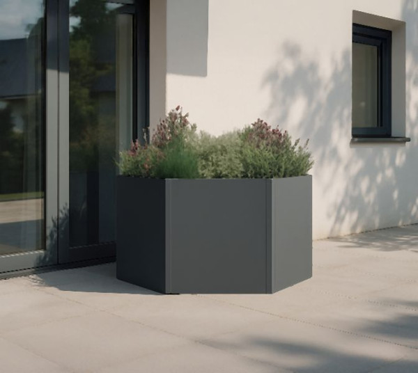 Westmann Metall Hochbeet 6-eckig, Varia 52 Anthrazit, 100x100x52cm, WMHPS-2502M6