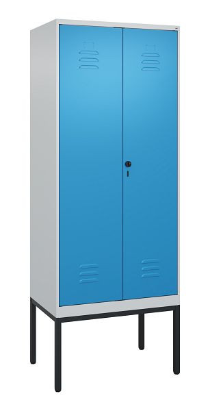 C+P Umkleidespind Classic PLUS, Doppel-Spind, Gestell, 2 Abteile, 2120x800x500mm, 7035/5012, Drehriegel, 0800327-22P S10004