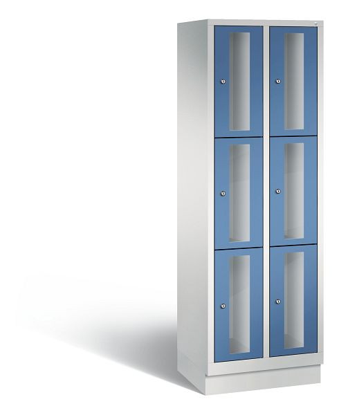 C+P Schließfachschrank Classic, 6 Fächer, H1800xB610xT500 mm, Grau/Fernblau, 8020A203 S10026