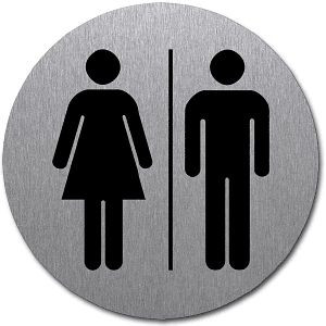 Moedel Piktogramm WC Damen/Herren, Edelstahl, selbstklebend, Ø 50 mm, 52486