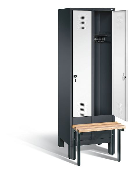 C+P Garderobenschrank Evolo, H1850xB610xT815mm, Farbe: Schwarzgrau / Verkehrsweiß, 48030-20 S10132