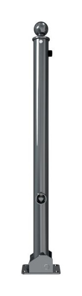 Schake Absperrstilpfosten Typ 465FUB umlegbar, mit Dreikantverschluss, zum Aufdübeln, Ø 60mm, mit Kugelkopf, RAL 7016, mit 1 Öse, 465FUB+1