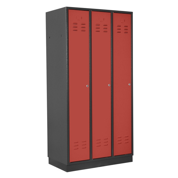 ADB Spind 3-türig, Farbe RAL7016/3000, regular door, 41903