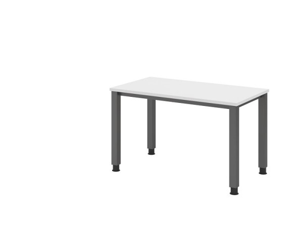 Hammerbacher Schreibtisch QS612, 120 x 67 cm, Platte: Weiß, 25 mm dick, 4-Fuß-Gestell in Graphit (ähnlich RAL 7012), Arbeitshöhe 68,5-81cm, VQS612/W/G