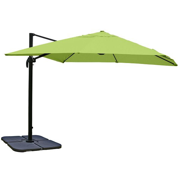 Mendler Gastronomie-Ampelschirm HWC-A96, 3x3m (Ø4,24m) Polyester Alu/Stahl 23kg, grün mit Ständer, 138979+31831