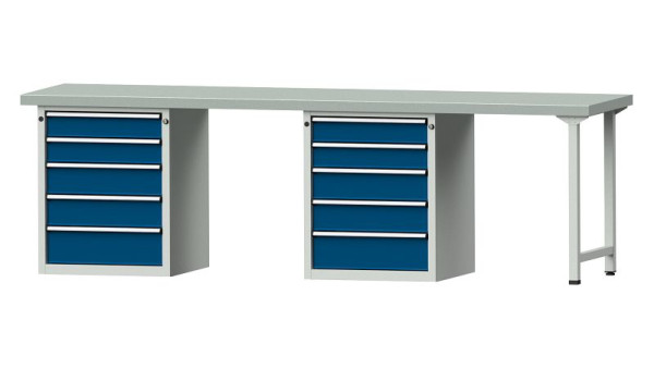ANKE Werkbänke Kombiwerkbank, Modell 915 V, 2800 x 700 x 850 mm, RAL 7035/5010, ZBP 50 mm, 415.142