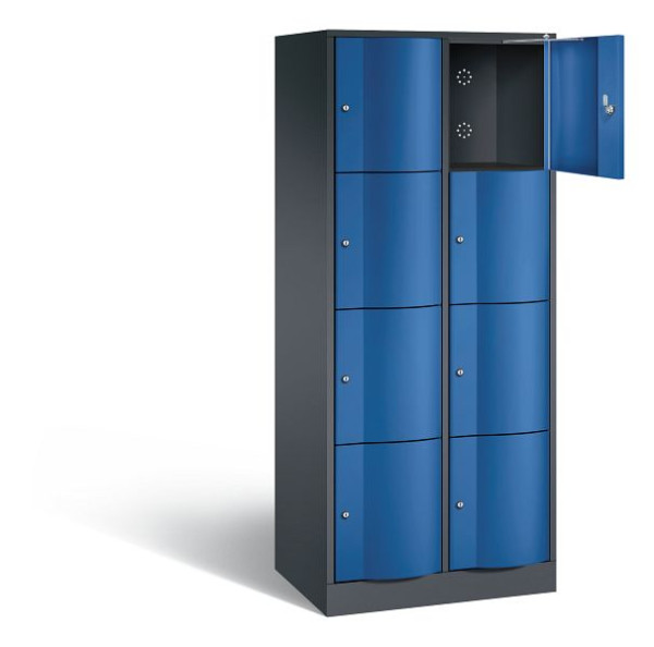 C+P Schließfachschrank Resisto, H1950xB772xT540mm, Farbe: Schwarzgrau / Enzianblau, 8470-272 S10027