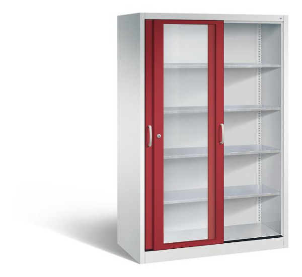 C+P Schiebetürenschrank Acurado, H1950xB1200xT600mm, Farbe: Lichtgrau / Rubinrot, Bügelgriff, 2069-055 S10032