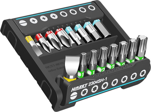 Hazet SmartHolder mit 16 Bits, kurz, Sechskant 6,3 (1/4 Zoll), Schlitz, Kreuzschlitz PH, Innen Sechskant, Innen TORX®, Anzahl Werkzeuge: 16, 2304SH-1
