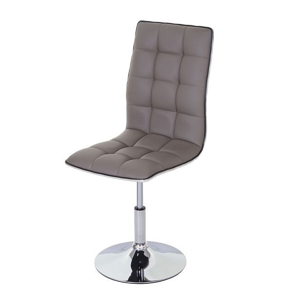 Mendler Esszimmerstuhl HWC-C41, Stuhl Küchenstuhl, höhenverstellbar drehbar, Kunstleder, taupe-grau, 74276