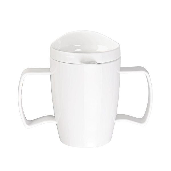 Olympia Kristallon Heritage Doppelhenkelbecher mit Deckel Weiß 300ml 4er Pack, DW715