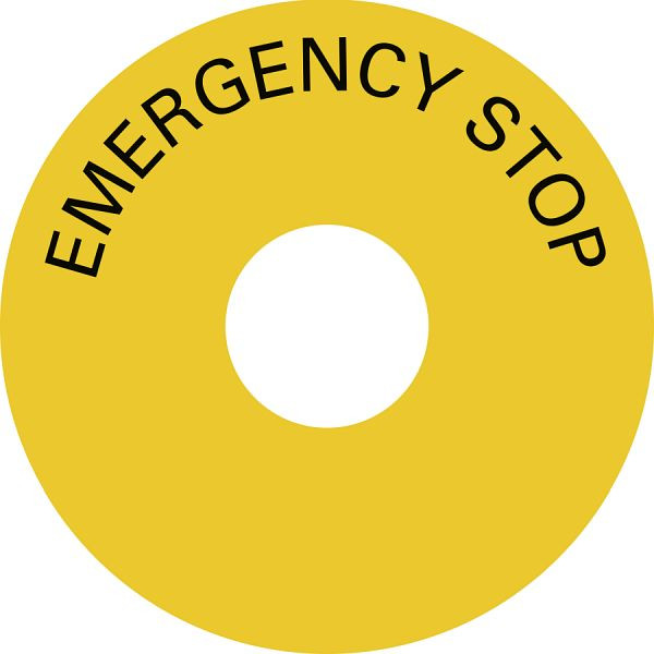 Moedel Schild EMERGENCY STOP, Folie, Ø 75 mm, 107133, 4060081073375