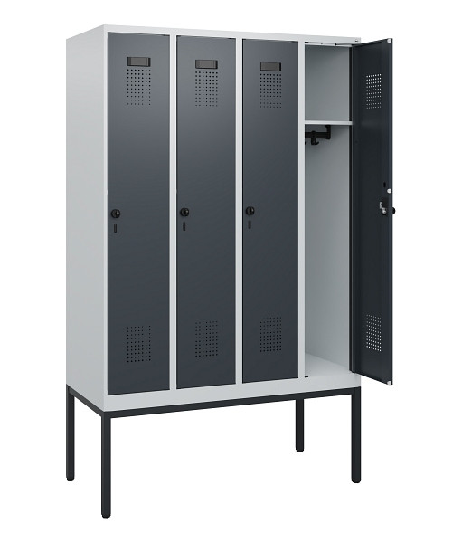 C+P Spind Evolo PLUS, Gestell, 4 Abteile, 1950x1200x500mm, 7035/7016, Drehriegel, 0490305-40 S10012