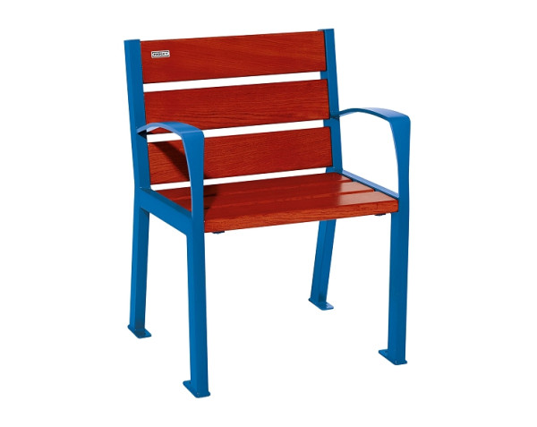 Procity Stuhl Silaos 6 Holzlatten, Mit Armlehne, Holz & Stahl, Mahagoni/RAL 5010, 209610.5010.ACAJ