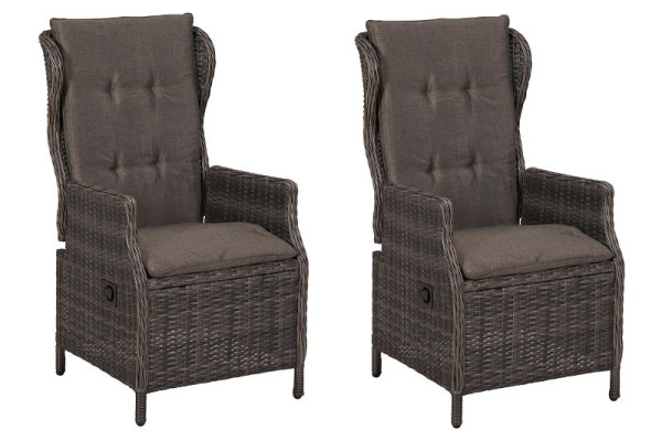 Merxx Saviano Sessel, 2er Set, mit hoher Rückenlehne, verstellbar durch Gasdruckfeder, inkl. Kissen, grau, Stahlgestell mit Kunststoffgeflecht, 51141-262