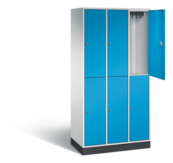 C+P Spind doppelstöckig Intro, H1950xB920xT490mm, Farbe: Lichtgrau / Lichtblau, 8270-301 S10026