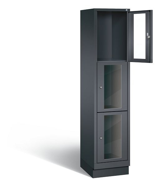 C+P Schließfachschrank Classic, H1800xB420xT500mm, Farbe: Schwarzgrau, 8020A123 S10014