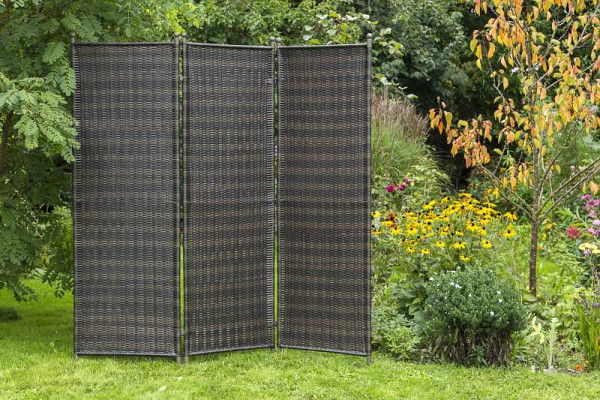 Merxx Paravent, verlängerbar, braun, Stahlgestell mit Kunststoffgeflecht, 28935-210