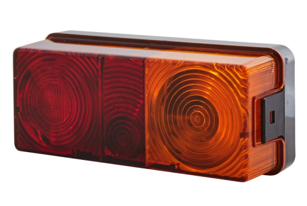 HELLA Heckleuchte - Glühlampe - 12/24V - Anbau/geschraubt - Lichtscheibenfarbe: rot/gelb - Stecker: Flachstecker - rechts, 2SD 998 531-027