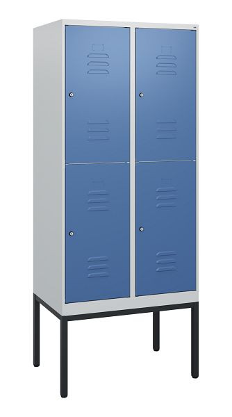 C+P Doppelstöckiger Spind Classic PLUS, Gestell, 2 Abteile, 1950x800x500mm, 7035/5023, Zylinderschlösser, 0803305-22 S10035