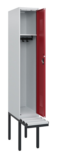 C+P Spind Evolo PLUS, 1 Abteil, 1950x300x815mm, 7035/3003, Zylinderschloss, Material Sitzfläche Kunststoff, 0490405-10 S10085