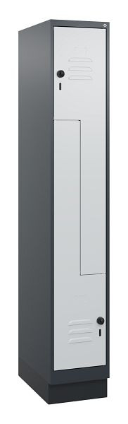 C+P Z-Spind Classic PLUS, Sockel, 2 Abteile, 1800x300x500mm, 7016/7035, Drehriegel, 0800237-102 S10013