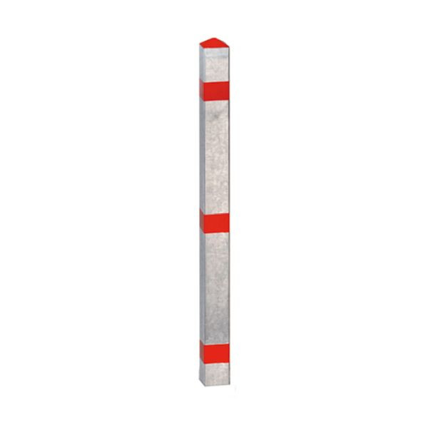 Stein HGS Absperrpfosten -Acero-, zum Einbetonieren, feuerverzinkt mit 3 roten Reflexstreifen, Pfosten: 70 x 70 mm, 13526