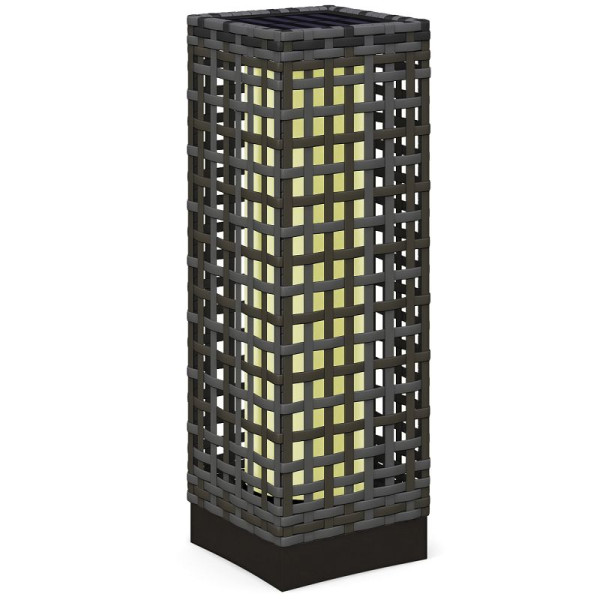 Outsunny Außenleuchte mit Solarmodul, Einschaltautomatik, 8 h Betriebszeit, Rattanoptik, Stahl, 15,5 x 15,5 x 46 cm, Grau, 867-130V00GY
