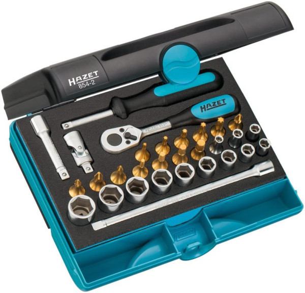 Hazet Steckschlüssel Satz, Kunststoff-Kasten, 854-2, 4000896175475