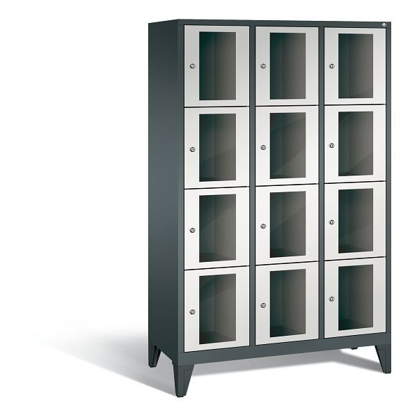 C+P Schließfachschrank Classic, 12 Fächer, H1850xB1200xT500 mm, Anthrazit/Grau, 8010A324 S10033