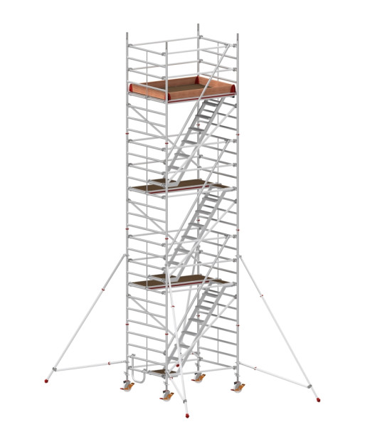 HYMER Treppen-Fahrgerüst mit Ausleger, Bühnenlänge 1,90 m, Rahmenteilbreite 1,50 m, Reichhöhe 8,40 m, 857608