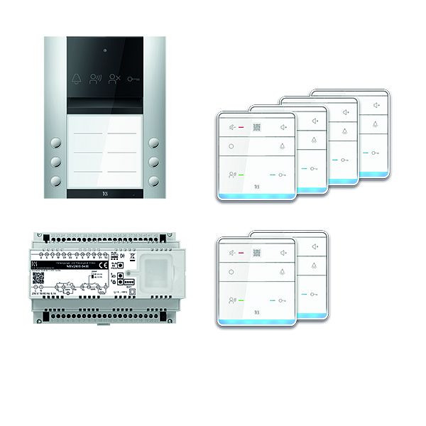 TCS Türkontrollsystem audio: pack PRO 6WE Außenstation ASA 6T AP 6x Freisprecher ISW6010 Steuergerät, PAAF062/007