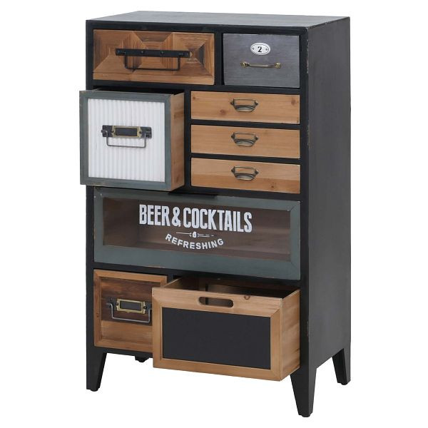 Mendler Apothekerkommode HWC-Q25 zweiseitige Schubladenfronten, Kommode Vintage/Shabby Holz Metall 95x58x32cm, 120699