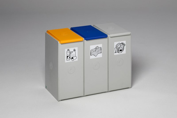 VAR Kunststoffcontainer 40 L, 3-fach, ohne Deckel, 3802