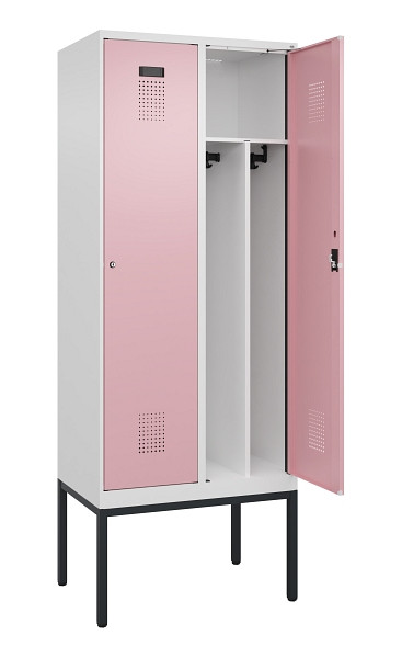 C+P Spind Evolo PLUS, Gestell, 2 Abteile, 2120x800x500mm, 9016/3015, Verschluss Zylinderschloss, 0490307-22F S10045