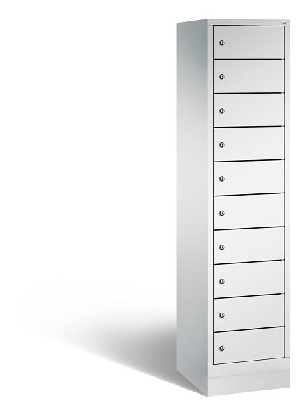 C+P Schließfachschrank Evolo, 10 Fächer, H1800xB420xT500 mm, Grau, 48020-1210 S10196