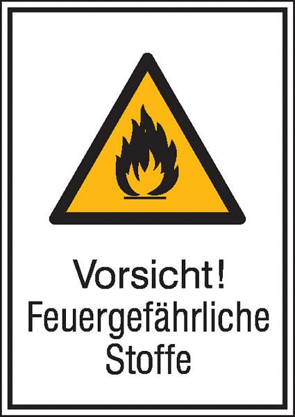 SafetyMarking Warn-Kombischild, Vorsicht! Feuergefährliche Stoffe, BxH 26,2x37,1 cm, Aluminium, 11.0401