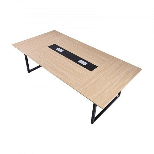 VEVOR Konferenztisch für 10 Personen 240x120 cm, rechteckig, Metallbeine, ideal für Büro/Konferenzraum, Braun, BGHYZJX8FT00MUW5E001V0